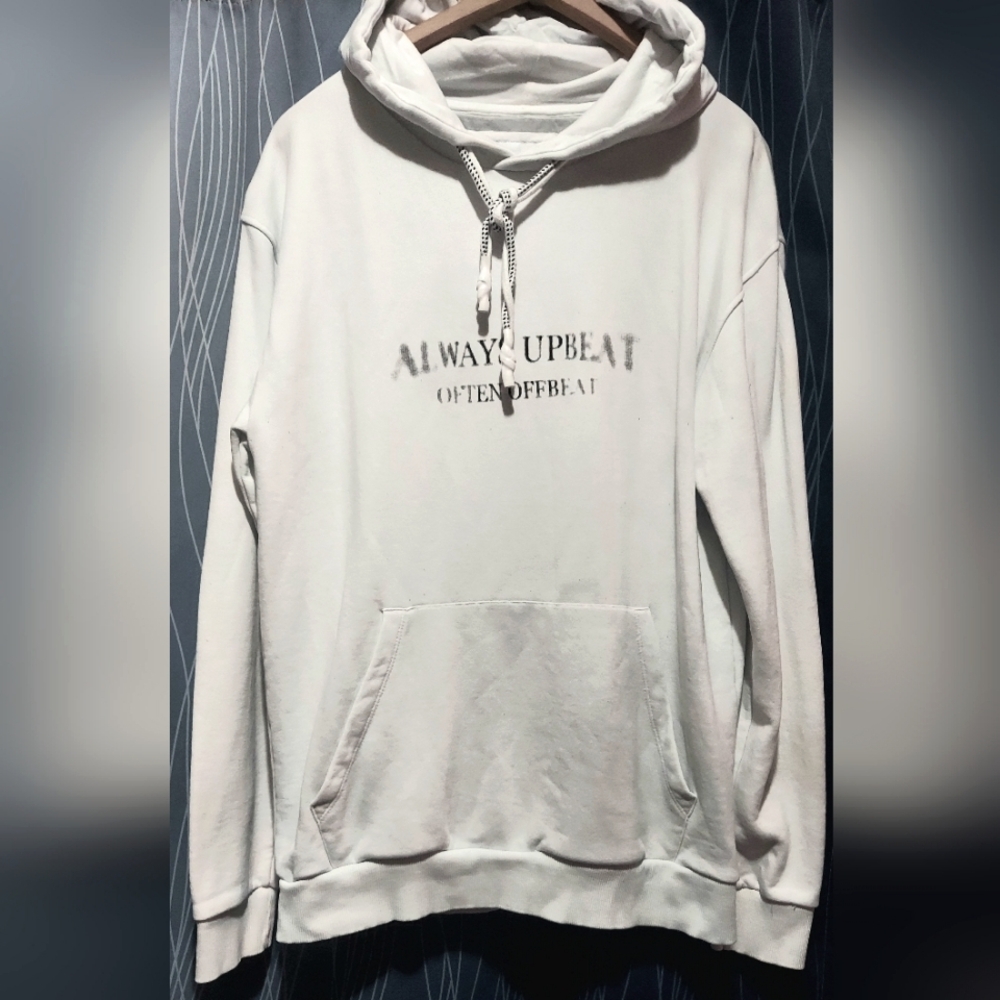 White Graphic Denim & Flower Hoodie